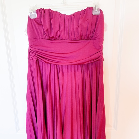 Never worn orchid purple strapless dress with pleat skirt at knee size l - Picture 1 of 2